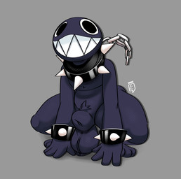 animal_genitalia balls black_body black_fur bracelet chain fully_sheathed fur genitals grey_background jewelry looking_at_viewer male penis sharp_teeth sheath simple_background simple_eyes smile solo teeth completedlemon mario_bros nintendo chain_chomp 2026 hi_res