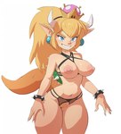 animal_tail areola big_breasts blonde_hair blonde_pubes blue_eyes bracelet breasts clothing crossgender crotchless_clothing crotchless_panties crotchless_underwear crown ear_piercing female front_view genitals hair headgear horn humanoid_pointy_ears jewelry lingerie long_hair nails navel nipples orange_body orange_scales panties piercing pink_areola pink_nipples pointy_ears pubes pupils pussy scales sharp_nails shell simple_background slit_pupils smile solo spiked_bracelet spiked_shell spikes spikes_(anatomy) super_crown tail tan_body tan_skin underwear white_background white_horn ravencat bowsette_meme mario_bros nintendo bowser animal_humanoid horned_humanoid humanoid scalie scalie_humanoid tailed_humanoid digital_drawing_(artwork) digital_media_(artwork) hi_res meme