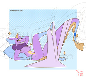 2_horns anthro biped blonde_mane blue_body blue_ears blue_feathers blue_wings breasts cheek_tuft clothing clothing_around_legs curved_horn dewlap_(anatomy) digitigrade dipstick_tail eyebrows facial_tuft feathered_wings feathers featureless_breasts female female_anthro fluffy fluffy_ears fluffy_tail fur hand_behind_head horn lidded_eyes looking_at_viewer lying mane markings micro micro_anthro moon_(marking) motion_lines multicolored_body multicolored_ears multicolored_fur nude on_back panties panties_around_legs pink_tail pointy_ears pose prick_ears purple_body purple_fur raised_arm raised_eyebrow shrinking shrunk simple_background size_transformation smile smiling_at_viewer solo sparkles tail tail_fluff tail_mane tail_markings tail_tuft tapering_tail teeth text toothy_grin transformation tuft two_tone_body underwear underwear_around_legs wings yellow_eyes yellow_horn yellow_tail yellow_tuft digitalscales mythology petal_(dapperhedgehog) dragon fairy_dragon furred_dragon furred_scalie lizard mythological_creature mythological_scalie reptile scalie winged_dragon english_text hi_res pinup