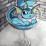 ambiguous_gender blue_body blush container cup drinking_glass feral glass glass_container glass_cup open_mouth paws solo tongue wine_glass meekax_x nintendo pokemon eeveelution generation_1_pokemon pokemon_(species) vaporeon 2025 hi_res signature