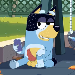 animal_genitalia animal_penis anthro balls canine_genitalia canine_penis electronics erection genitals holding_object holding_phone knot looking_at_viewer male penis phone sheath sitting solo camp14 third-party_edit bluey_(series) bandit_heeler canid canine canis domestic_dog mammal screencap_edit
