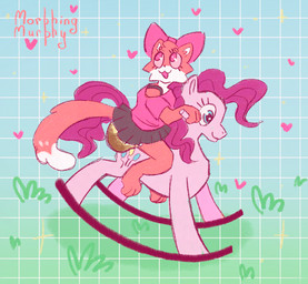 abdl anthro big_bow big_tail blue_eyes bottomwear bow_on_head clothing curled_tail curly_hair cutie_mark diaper duo eyelashes feces female female/female feral geometric_background grass grid_background hair happy heart_symbol multicolored_body open_mouth pattern_background pink_body pink_eyes pink_hair plant rocking_horse simple_background skirt smile soiled_diaper star_symbol tail unclean_diaper used_diaper morphing_murphy friendship_is_magic hasbro my_little_pony pinkie_pie_(mlp) domestic_cat equid equine felid feline felis horse mammal pony hi_res