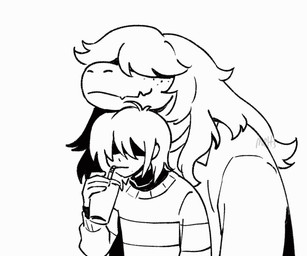 ambiguous_gender anthro closed_smile clothed clothed_anthro clothed_human clothing container cup drinking drinking_straw duo freckled_face freckles hair hair_over_eyes long_hair mouth_closed red_eyes shadowed_eyes sharing_drink smile text meltsmelts deltarune undertale_(series) kris_(deltarune) susie_(deltarune) human mammal reptile scalie 2025 2d_animation 6:5 animated artist_name digital_media_(artwork) english_description frame_by_frame hi_res loop restricted_palette short_playtime female_(lore)