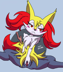 3_fingers :< anthro anus arm_tuft biped black_body black_nose blush blush_stickers cheek_tuft chest_tuft clitoris digitigrade dipstick_tail eyelashes facial_tuft female female_anthro fingers flat_chested front_view fur genitals grey_background hip_tuft humanoid_genitalia humanoid_vulva inner_ear_fluff looking_away markings mouth_closed multicolored_body multicolored_fur nude nude_anthro nude_female pointy_ears presenting presenting_vulva prick_ears red_body red_eyes red_fur red_inner_ear_fluff red_tail_tip shoulder_tuft simple_background sitting solo spread_legs spread_vulva spreading tail tail_markings thick_eyelashes tuft two_tone_tail urethra vaginal_canal vulva white_body white_fur yellow_body yellow_fur yellow_tail goiaba nintendo pokemon braixen canid generation_6_pokemon mammal pokemon_(species) 2017 cel_shading colored digital_drawing_(artwork) digital_media_(artwork) english_description hi_res portrait shaded three-quarter_portrait