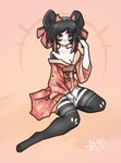 anthro asian_clothing black_hair clothing east_asian_clothing female hair japanese_clothing looking_at_viewer simple_background sitting solo dragonfu momoka_kobashigawa_(athiesh) bear giant_panda mammal 2023 hi_res