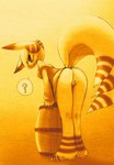 anthro barrel bent_over breasts butt female genitals horn looking_back multi_tail pussy question_mark solo speech_bubble tail sho_shibamoto third-party_edit pandemonium_wizard_village kayoh canid canine fox mammal censor_removal_edit tagme