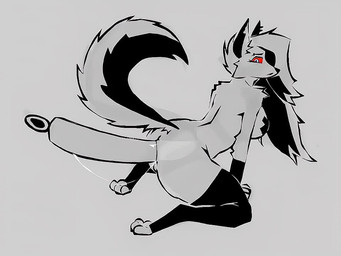 abdominal_bulge all_fours ambiguous_fluids anal anal_fluids anal_penetration anthro anthro_penetrated anus bending_of_the_rectum bodily_fluids clothing ear_piercing female female_penetrated fur hair hair_over_eye large_penetration legwear long_dildo nipple_tape nude object_in_ass pasties penetration piercing raised_tail sex_toy sex_toy_in_ass sex_toy_insertion simple_background solo tail tape thigh_highs udontseeme2403 hellaverse helluva_boss loona_(helluva_boss) canid canine mammal 4:3 animated short_playtime sound video