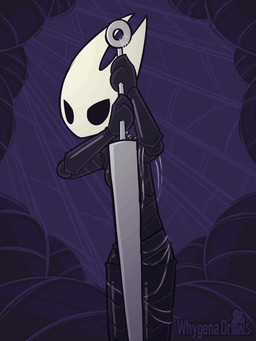 anthro biped black_body black_eyes detailed_background female front_view genitals hollow_eyes looking_at_viewer melee_weapon nude nude_anthro nude_female silk slim solo standing sword vulva weapon white_body whygena hollow_knight_(franchise) team_cherry hornet_(hollow_knight) arthropod 2025 3:4 animated