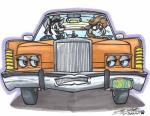 alternative_fashion car greaser husband_and_wife inside_car inside_vehicle married_couple rockabilly vehicle sketchywolf-13 ford lincoln_(car_brand) rebecca_koon sketchy_wolf canid canine canis mammal procyonid raccoon wolf absurd_res hi_res traditional_media_(artwork)