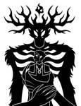 2016 5_fingers 6_eyes anthro antleres beast_(bloodborne) black_and_white bloodborne bodily_fluids canid capelet crying digital_drawing_(artwork) digital_media_(artwork) duo empty_eyes fingers fire fromsoftware fur hair hi_res holding_(disambiguation) holding_another human jewelry larger_anthro larger_male male mammal monochrome multi_eye necklace ribs silhouette simple_background size_difference smaller_human smaller_male sony_corporation sony_interactive_entertainment sunnyclockwork tears vicar_laurence_(bloodborne) white_background