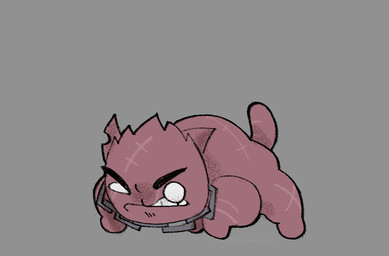 ambiguous_feral ambiguous_gender chain_necklace feral fur grey_background jewelry looking_at_viewer monotone_body monotone_fur monotone_tail muscular muscular_ambiguous muscular_feral necklace notched_ear quadruped red_body red_ears red_fur red_tail scar scars_all_over simple_background solo standing tail three-quarter_view white_eyes d_(artist) mewgenics magnus_(mewgenics) domestic_cat felid feline felis mammal 2026 colored digital_media_(artwork) full-length_portrait portrait