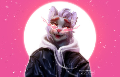 anthro hair male pink_hair screen screen_face solo diabolusridens felid lion mammal pantherine digital_drawing_(artwork) digital_media_(artwork) digital_painting_(artwork) painting_(artwork)