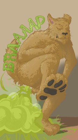 anthro balls_out butt clenched_teeth ears_down explosion exposed_butt eyes_closed fart fart_cloud fart_fetish feet forcing green_fart_cloud male pawpads paws pivoted_ears pose push pushing raised_foot raised_leg raised_tail smelly solo stink_cloud stink_fumes tail teeth max_oliver canid canine canis domestic_dog mammal 9:16 hi_res