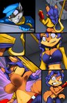 2014 angry annoyed anthro areola assisted_exposure big_breasts breasts canid canine carmelita_fox cleavage clothed clothing clothing_removed comic covering covering_self digital_media_(artwork) erect_nipples female fox gun hook male mammal midriff navel nipples procyonid raccoon rageface ranged_weapon sly_cooper sly_cooper_(series) sony_corporation sony_interactive_entertainment sucker_punch_productions thefuckingdevil topless topwear_removed unzipped weapon zipper zipper_down zipper_topwear