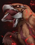 ambiguous_gender beak body_horror brown_body brown_feathers electricity feathered_wings feathers feral grey_beak multi_beak multi_eye multi_head open_mouth orange_eyes pupils red_tongue simple_background solo text tongue white_pupils wings santanahoffman capcom devil_may_cry avian 2025 artist_name dated hi_res