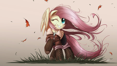 boots brown_clothing clothed clothed_feral clothing falling_leaves feathered_wings feathers female feral footwear fully_clothed fully_clothed_feral fur fur_trim_(clothing) grass green_eyes hair hooves laced_boots legwear one_eye_closed outline pink_hair plant quadruped shoes simple_background smile solo standing thigh_boots thigh_highs wind wings yellow_body yellow_feathers yellow_fur zipper ncmares friendship_is_magic hasbro my_little_pony mythology fluttershy_(mlp) equid equine mammal mythological_creature mythological_equine pegasus 16:9 digital_media_(artwork) full-length_portrait hi_res portrait widescreen