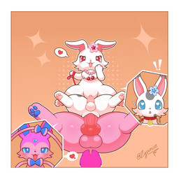 3_toes anal anal_penetration animal_genitalia animal_penis anus ball_size_difference balls beaded_jewelry beaded_necklace beads biped bipedal_feral bisexual bisexual_sandwich black_sclera blue_body blue_eyes blue_fur blue_pawpads blush border canine_genitalia canine_penis cheek_tuft chest_tuft clitoral_hood clitoris collar cutaway erection expression_cutaway facial_tuft feet female female_feral female_on_feral female_penetrated feral feral_on_feral feral_penetrated feral_penetrating feral_penetrating_feral flower_on_head fur fur_tuft genitals grey_body grey_fur group group_sex heart_pupils heart_symbol interspecies intraspecies jewelry knot knotted_penis larger_feral larger_male leash leash_pull leashed_collar looking_pleasured lucky_pierre male male/female male/male male_feral male_on_feral male_penetrated male_penetrating male_penetrating_female male_penetrating_male markings monotone_body monotone_fur multicolored_body multicolored_fur necklace open_mouth open_smile orange_background pawpads paws penetration penile penile_penetration penis penis_in_ass penis_in_vagina penis_size_difference pink_balls pink_body pink_fur pink_pawpads pink_penis pivoted_ears purple_body purple_fur rear_view red_eyes red_penis sandwich_position sex simple_background size_difference smaller_feral smaller_male smaller_penetrated smile spots spotted_body spotted_fur tapering_penis text toes totem_pole_position trio tuft two_tone_body two_tone_fur vaginal vaginal_penetration vulva white_balls white_body white_border white_fur zyuuniie jewelpet nintendo pokemon sanrio sega sega_fave ageam_(sylvtasticalsylveon) poke_(pokemonlover) ruby_(jewelpet) eeveelution generation_6_pokemon lagomorph leporid mammal pokemon_(species) rabbit sylveon 1:1 2026 artist_name cel_shading digital_drawing_(artwork) digital_media_(artwork) hi_res shaded