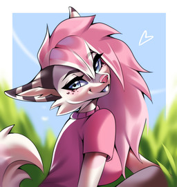 anthro blue_eyes blue_sky breasts cheek_tuft clothed clothing day eyebrow_through_hair eyebrows eyelashes facial_tuft female female_anthro hair heart_symbol looking_at_viewer pink_clothing pink_hair pink_topwear sky solo topwear translucent translucent_hair tuft unsigned mayrin_(artist) millie_(milkybrat) mammal 2023 absurd_res bust_portrait digital_media_(artwork) hi_res portrait shaded