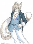 anthro biped clothed clothing fur looking_at_viewer male solo spots standing white_body white_fur koshkio viktor_(koshkio) domestic_cat felid feline felis mammal 2010 dated hi_res signature