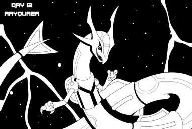 feral long_body solo space star thunder phunter15 inktober inktober_2025 mythology nintendo pokemon dragon generation_3_pokemon legendary_pokemon mythological_creature mythological_scalie pokemon_(species) rayquaza scalie 2025 hi_res monochrome