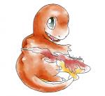 2016 3_fingers ambiguous_gender anthro artsy-theo biped black_eyes charmander claws digital_drawing_(artwork) digital_media_(artwork) fangs fingers fire flaming_tail full-length_portrait generation_1_pokemon long_tail looking_back nintendo on_model open_mouth open_smile orange_body orange_skin orange_tail pink_tongue pokemon pokemon_(species) portrait rear_view reptile scalie signature simple_background smile solo spikes standing tail teeth toe_claws tongue toony white_background white_claws