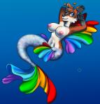 antennae_(anatomy) breasts female fin merfur multi_tail rainbow split_form tail wings papayamist mermay alynna canid canine fairy fish fox mammal marine merfolk