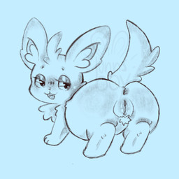anus bedroom_eyes female feral genitals looking_at_viewer narrowed_eyes presenting presenting_anus presenting_vulva pubes quadruped seductive solo vulva bunnsboy nintendo pokemon chinchilla chinchillid generation_5_pokemon mammal minccino pokemon_(species) rodent 1:1 hi_res sketch