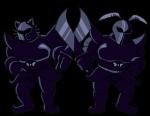 antennae_(anatomy) anthro armor duo female headgear helmet melee_weapon muscular simple_background sword transparent_background weapon wingedtank undertale undertale_(series) rg03 rg04 arthropod domestic_cat felid feline felis insect mammal alpha_channel