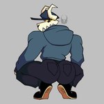 big_butt bottomwear butt butt_focus clothed clothing crouching footwear fully_clothed grey_background hat headgear headwear hoodie horn male not_furry pants parody shoes simple_background solo spread_legs spreading topwear chaohenabbot broly_culo friday_night_funkin' fan_character tabi_(fnf) horned_humanoid humanoid 1:1 2021 hi_res meme signature