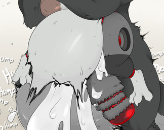 3_toes anthro anthro_on_anthro bodily_fluids breasts cum cum_inflation cum_inside duo feet female fur genital_fluids grey_body grey_fur inflation male male/female nipples nude sex simple_background size_difference tail toes robertge jason_markova canid canine canis domestic_cat felid feline felis mammal wolf 2025 digital_media_(artwork)