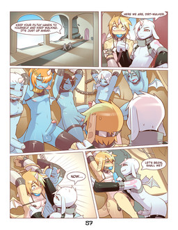 anthro ball_gag bound chain chained clothing dialogue erection femboy foreskin gag gagged genitals group half-erect humanoid_genitalia humanoid_penis imminent_rape imminent_sex legwear male membrane_(anatomy) membranous_wings nipples penis red_eyes tail text thigh_highs wings slyus shooting_the_messenger devin_(onta) scalie unigan comic digital_media_(artwork) english_text