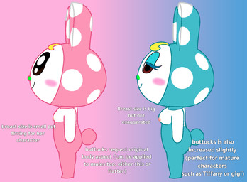 anthro bottomless breasts butt clothed clothing commentary describing_breasts describing_butt description duo exposed_breasts facing_aside female hoodie hoodie_only nude scut_tail short_tail simple_background smile tail text topwear topwear_only rob-posa animal_crossing nintendo chrissy_(animal_crossing) francine_(animal_crossing) hare lagomorph leporid mammal rabbit english_text hi_res