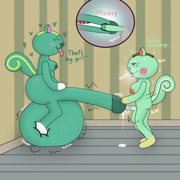 anthro balls big_balls bodily_fluids breath cum cum_exchange cum_while_penetrated female genital_fluids genitals gynomorph heart_symbol herm huge_balls hyper hyper_balls hyper_genitalia intersex intersex/intersex motion_lines panting penetration penile penile_penetration penis penis_in_penis riding_balls sex text throbbing throbbing_penis tongue tongue_out urethral urethral_penetration x-ray_view rubidiumnitride animal_crossing nintendo mint_(animal_crossing) nibbles_(animal_crossing) mammal rodent sciurid tree_squirrel 1:1 english_text hi_res