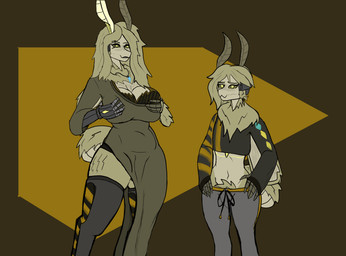 andromorph anthro bra breasts casual_clothing clothing cybernetic_arm cybernetic_attachment cybernetic_limb cybernetics duo freckled_face freckles fur gem gynomorph hair hands_on_hips holding_breast intersex long_hair machine male male/male sweater topwear underwear yellow_body yellow_fur rysetheclone eclipse_ryse legacy_ryse animal_humanoid arthropod arthropod_humanoid humanoid insect insect_humanoid lepidopteran lepidopteran_humanoid moth_humanoid hi_res busty_boy_(lore)