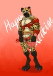 anthro bodily_fluids erection genital_fluids holidays male muscular pose precum solo wereyeen lancethewereyena valentine's_day hyena mammal werecreature werehyena absurd_res hi_res