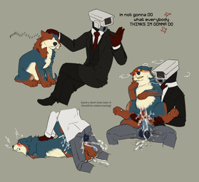 ambiguous_gender ambiguous_on_humanoid anal anal_penetration anus_only balls bestiality blush bodily_fluids clothing cum duo erection featureless_crotch feral feral_penetrated for_a_head from_behind_position fur genital_fluids genitals hair humanoid_genitalia humanoid_on_feral humanoid_penetrating humanoid_penetrating_feral interspecies larger_male machine male male/ambiguous male_on_feral nude null_penetrated nullo penetration penile penile_penetration penis pinned scar sex simple_background size_difference smaller_penetrated tail text tongue tongue_out puppyratcat mythology skibidi_toilet avaya_(puppyratcat) cameraman_(skibidi_toilet) canid canine dragon felid feline humanoid hybrid mammal mythological_creature mythological_scalie object_head robot scalie english_text hi_res