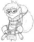 anthro arms_tied bdsm biped bondage bound chair clothed clothing eyewear female fully_bound furniture glasses hands_behind_back hoodie humor legs_tied sign simple_background sitting solo spread_legs spreading submissive submissive_female tail tail_tied text topwear white_background alec8ter conditional_dnp disney dogshaming zootopia briskby_(character) fan_character mammal mephitid skunk 2017 black_and_white english_text meme monochrome signature