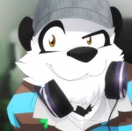 anthro black_nose clothing electronics hat headgear headphones headphones_around_neck headwear male solo young young_anthro young_male super-tuler tairu bear giant_panda mammal