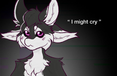 4_ears ambiguous_gender anthro arm_tuft black_background black_body black_feathers black_fur black_hair black_sclera blush blush_lines cheek_tuft chest_tuft closed_frown countershading eyebrows facial_tuft feathers fluffy front_view frown fur glistening glistening_eyes glitch gradient_background grey_background hair looking_at_viewer mouth_closed multi_ear multicolored_body nude purple_eyes short_hair shoulder_tuft simple_background solo text tuft white_body white_feathers white_fur white_text tlashka fyr_(fenrir784) avali avian bird 2026 bust_portrait colored digital_drawing_(artwork) digital_media_(artwork) english_text meme portrait shaded simple_shading