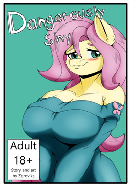 anthro anthrofied big_breasts blush border breasts clothed clothing female hair looking_at_viewer simple_background solo text white_border yellow_body zeroviks friendship_is_magic hasbro my_little_pony fluttershy_(mlp) equid equine horse mammal pony absurd_res comic cover cover_art cover_page digital_media_(artwork) english_text hi_res