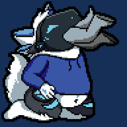 abdominal_bulge ambiguous_gender ambiguous_pred ambiguous_prey anthro anthro_pred black_outline blue_body blue_clothing blue_fur blue_topwear blush bottomless bottomless_anthro bottomless_male clothed clothing duo eyes_closed fur grey_body grey_fur head_tuft heart_symbol kneeling machine male navel oral_vore outline protogen_visor same_size_vore simple_background smile struggling struggling_prey tail topwear transparent_background tuft vore white_body white_fur wide_eyed softfoxxo canid canine canis mammal protogen wolf 1:1 2d_animation alpha_channel animated digital_media_(artwork) low_res pixel_(artwork) pixel_animation