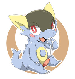 anthro blush bodily_fluids cum erection genital_fluids genitals happy male nude penis semi-anthro shota simple_background smile solo tapering_penis white_background young young_anthro doneru nintendo pokemon generation_6_pokemon mega_evolution mega_kangaskhan pokemon_(species) 2015 aliasing digital_media_(artwork)
