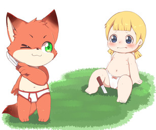 anthro bow_panties bow_underwear briefs briefs_only bulge camel_toe clothed clothing colored_seam_underwear dagger duo female loli male melee_weapon panties panties_only topless two_tone_briefs underwear underwear_only weapon white_briefs white_clothing white_panties white_underwear young young_anthro young_female young_human young_male anonymous_artist disney nintendo the_legend_of_zelda zootopia aryll nick_wilde canid canine fox human mammal red_fox true_fox absurd_res hi_res
