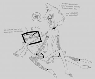anal anal_penetration animal_ears armwear balls bite biting_lip blush bodily_fluids body_swap clothing collar cowgirl_position dialogue duo electronics fishnet_armwear fishnet_clothing fishnet_legwear for_a_head from_front_position genitals hooves hypnosis leash leash_pull leashed_collar legwear male male/male mind_control nude nude_humanoid nude_male on_bottom on_top penetration profanity screen screen_face sex sharp_teeth smile sweat sweatdrop teeth television text tv_antenna keno9988 hazbin_hotel hellaverse alastor_(hazbin_hotel) angel_dust vox_(hazbin_hotel) animal_humanoid deer deer_humanoid demon demon_humanoid humanoid mammal mammal_humanoid object_head screen_head tv_head 2025 black_and_white english_text monochrome