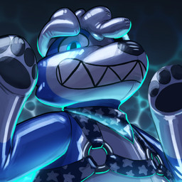 abstract_background anthro blue_body harness inflatable kerchief neckerchief neckwear painted-on_mouth pool_toy simple_background sexotheque bery_(beryll) animate_inanimate canid canine canis domestic_dog living_inflatable mammal 1:1 2026 digital_media_(artwork) hi_res icon