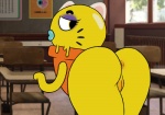 anthro anus bent_over butt dessert fake_cat_ears fake_ears female food genitals ice_cream looking_back pussy solo whiskers shsurreal cartoon_network the_amazing_world_of_gumball sarah_g._lato animate_inanimate humanoid ice_cream_creature ice_cream_humanoid