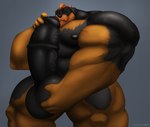 2022 5_fingers absurd_res anthro areola balls biceps big_balls big_muscles big_penis biped black_body black_fur black_penis brown_body brown_fur brown_hair canid canine canis claws domestic_dog erection finger_claws fingers foreskin fur genitals glans hair hi_res huge_balls huge_muscles huge_penis humanoid_genitalia humanoid_hands humanoid_penis hyper hyper_balls hyper_genitalia hyper_muscles hyper_penis looking_at_viewer male mammal medial_ring mosin multicolored_body multicolored_fur muscular nipples nude paws pecs penis simple_background solo standing two_tone_body two_tone_fur vein veiny_penis