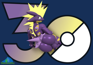 anthro arm_on_leg balls big_balls big_butt blonde_hair butt furrowed_eyebrows genitals gills hair looking_back lying male mohawk muscular muscular_male on_side purple_body purple_skin simple_background solo transparent_background yellow_body yellow_skin albalbalb nintendo pokemon pokemon_30_years amped_toxtricity generation_8_pokemon pokemon_(species) toxtricity 2026 3d_(artwork) alpha_channel digital_media_(artwork) watermark
