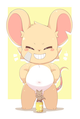 anthro balls biped convenient_censorship eyes_closed genitals male navel nude nude_anthro slightly_chubby smile solo standing toddler young young_anthro toruu mammal mouse murid murine rodent 2026 absurd_res hi_res