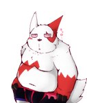 anthro belly blush bulge chubby_cheeks clothing kemono male moobs navel overweight overweight_male red_body simple_background solo text underwear white_background white_body snow_utamaru nintendo pokemon generation_3_pokemon pokemon_(species) zangoose hi_res japanese_text